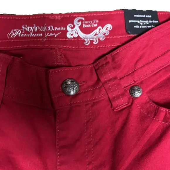 Style & Co Red Embellished pockets Pants Size 8 Petite New With Tags - Picture 3 of 13